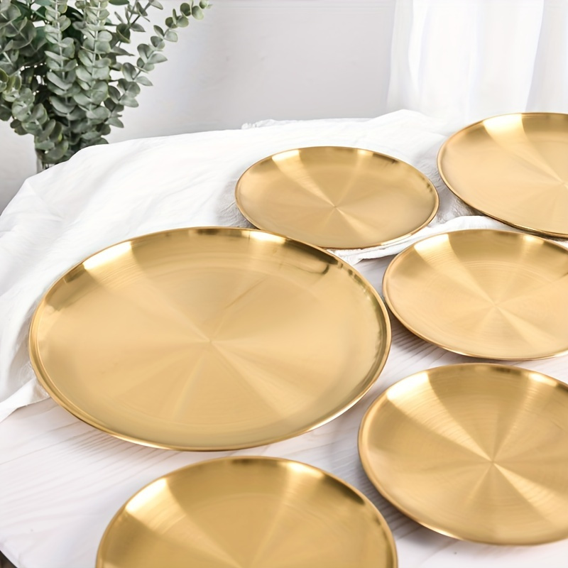 Home Cooking Dishes - 2pcs, Golden Pizza Plates, Stainless Steel