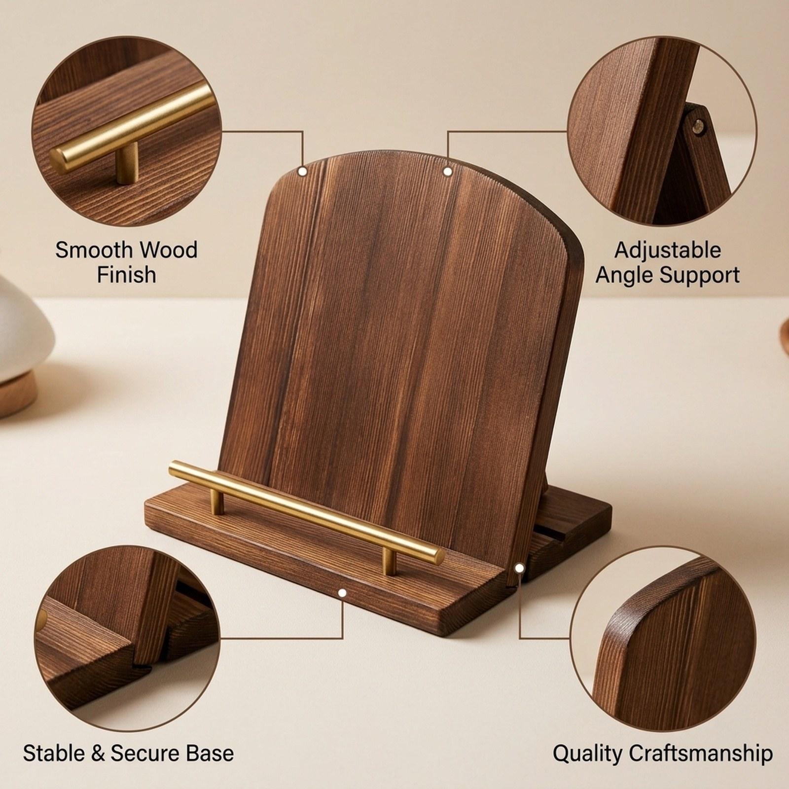 Wooden Cookbook Stand Recipe B - Home Cooking Book ulasan dan harga