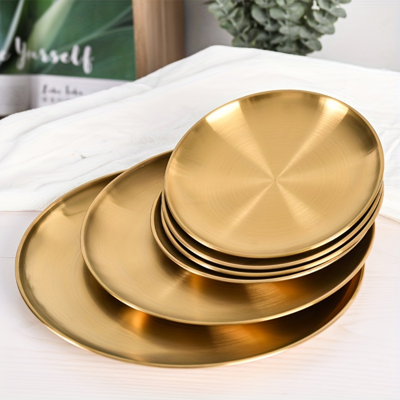 2pcs, Golden Pizza Plates, Sta - Home Cooking Dishes ulasan dan harga