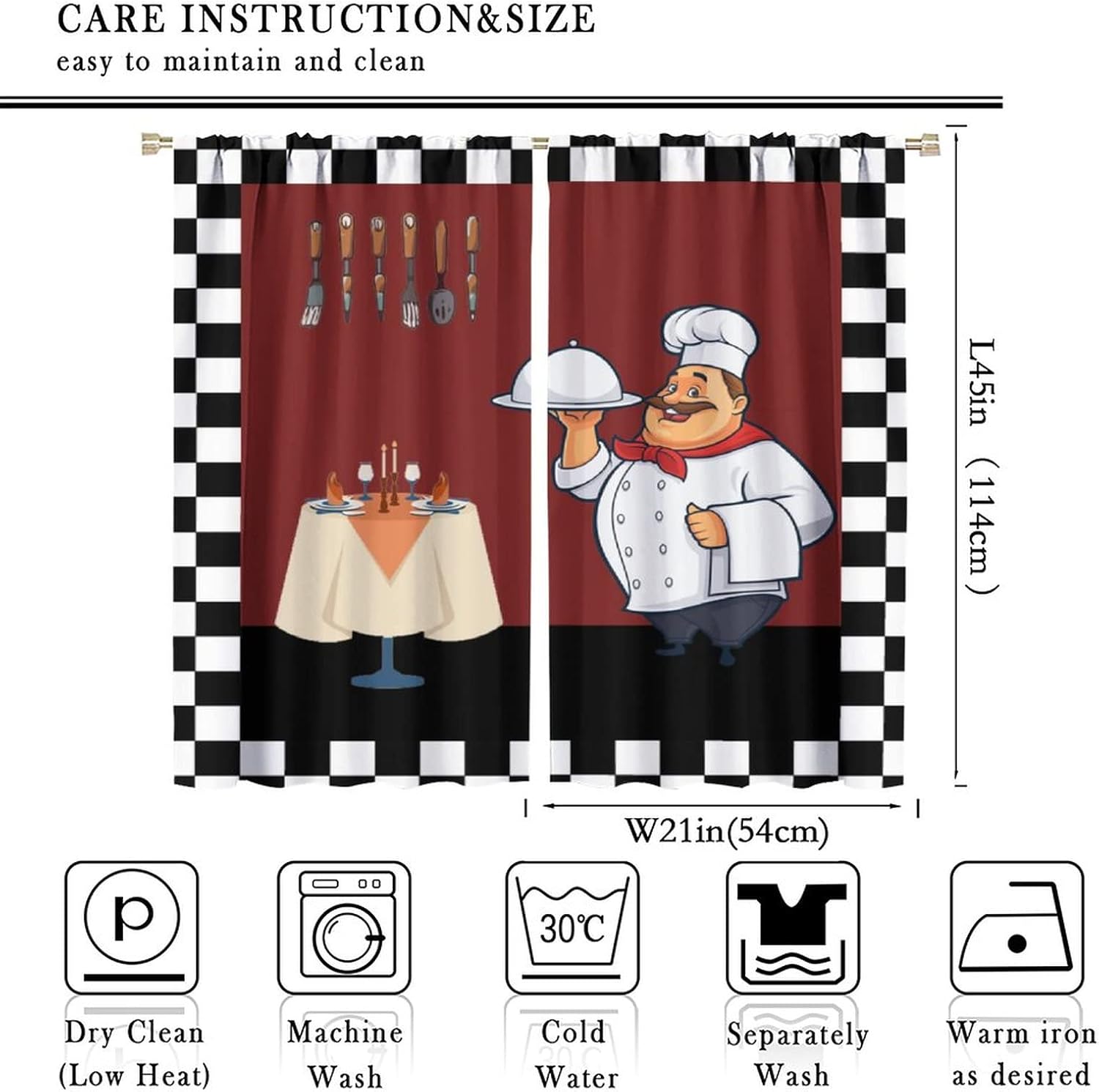 Fat Chef Kitchen Curtains ，Car - Home Cooking In French ulasan dan harga