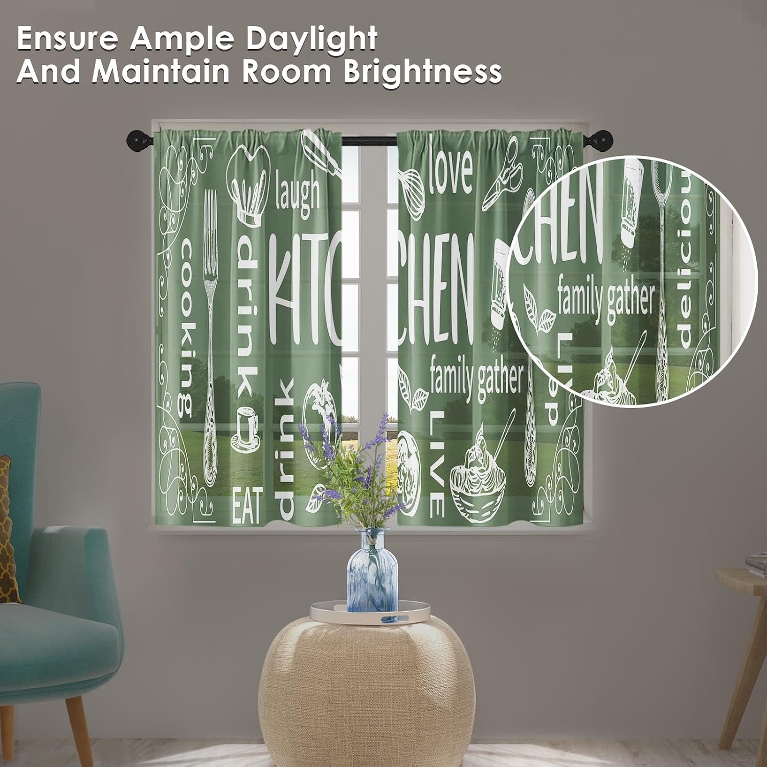Aesthetic Kitchen Curtain Pair - Home Cooking In French ulasan dan harga