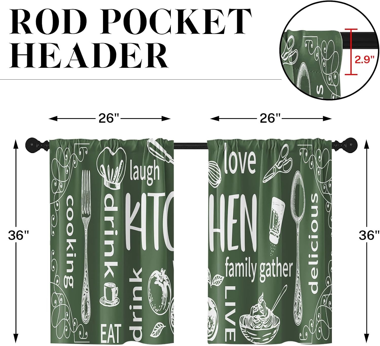 Aesthetic Kitchen Curtain Pair - Home Cooking In French ulasan dan harga