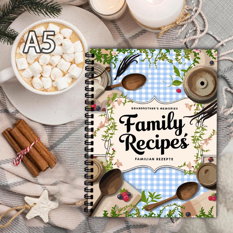 A5 Recipe Book, Blue Grid, Vin - Home Cooking Book ulasan dan harga