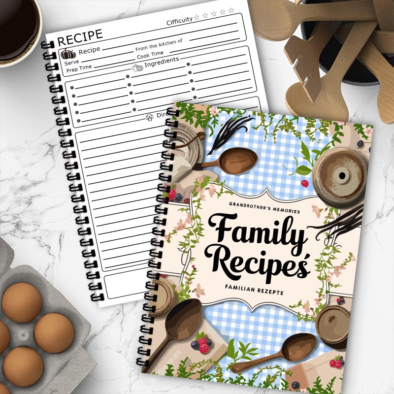 A5 Recipe Book, Blue Grid, Vin - Home Cooking Book ulasan dan harga