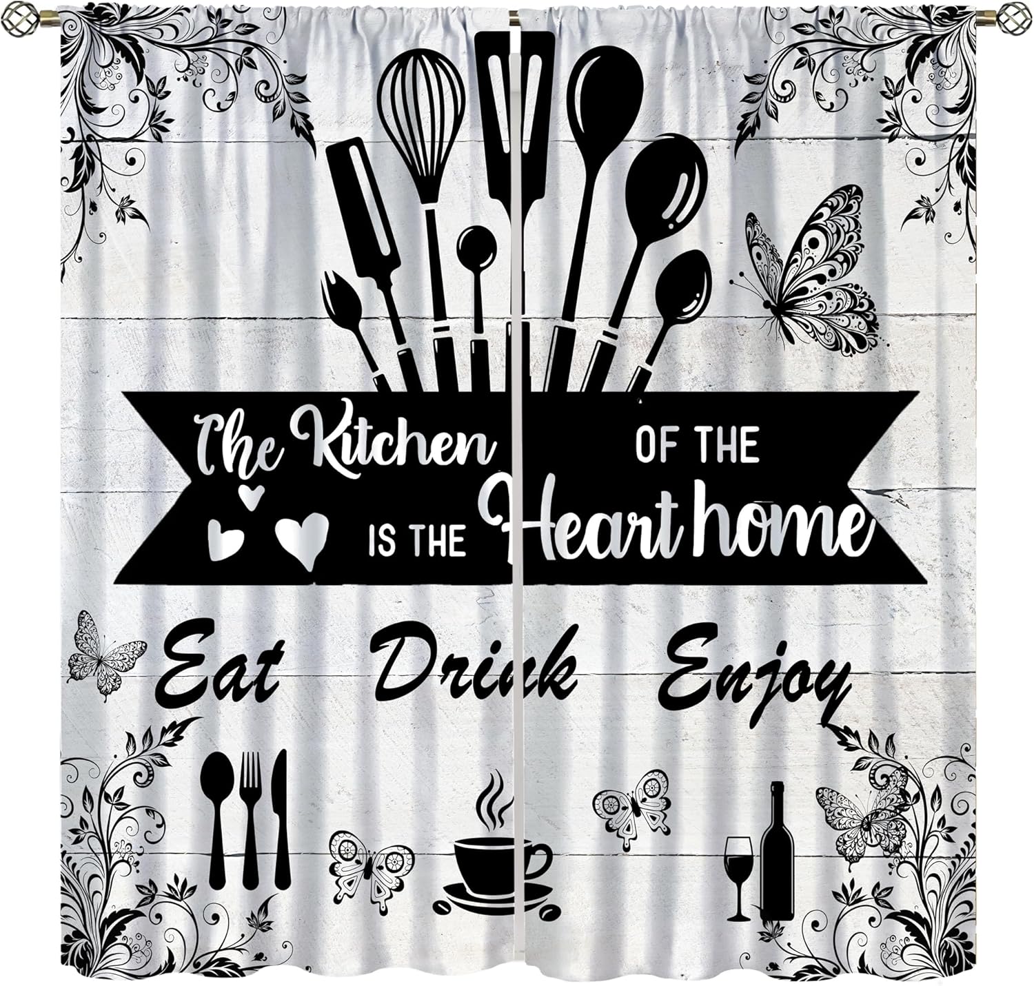 Farmhouse Rustic Curtains, Vin - Home Cooking In French ulasan dan harga