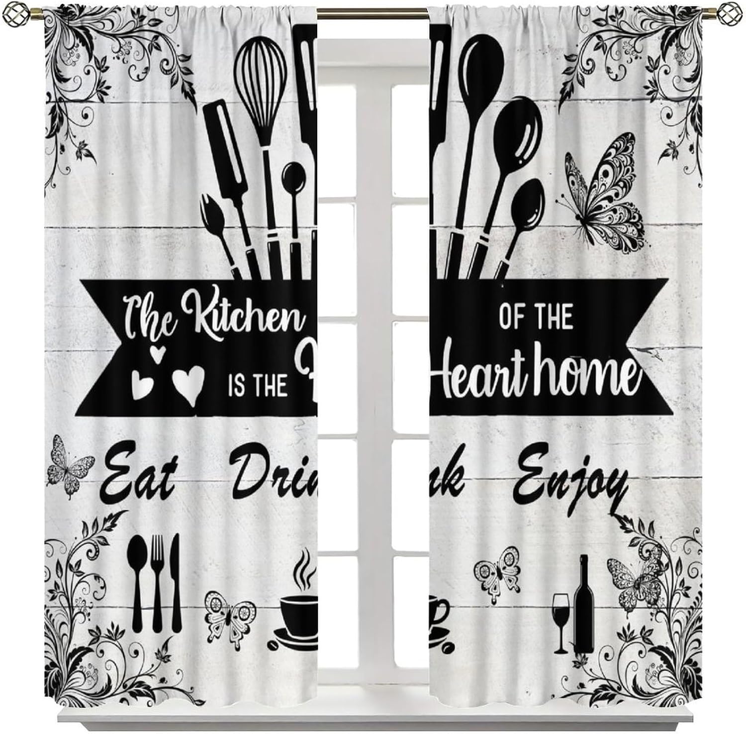 Farmhouse Rustic Curtains, Vin - Home Cooking In French ulasan dan harga