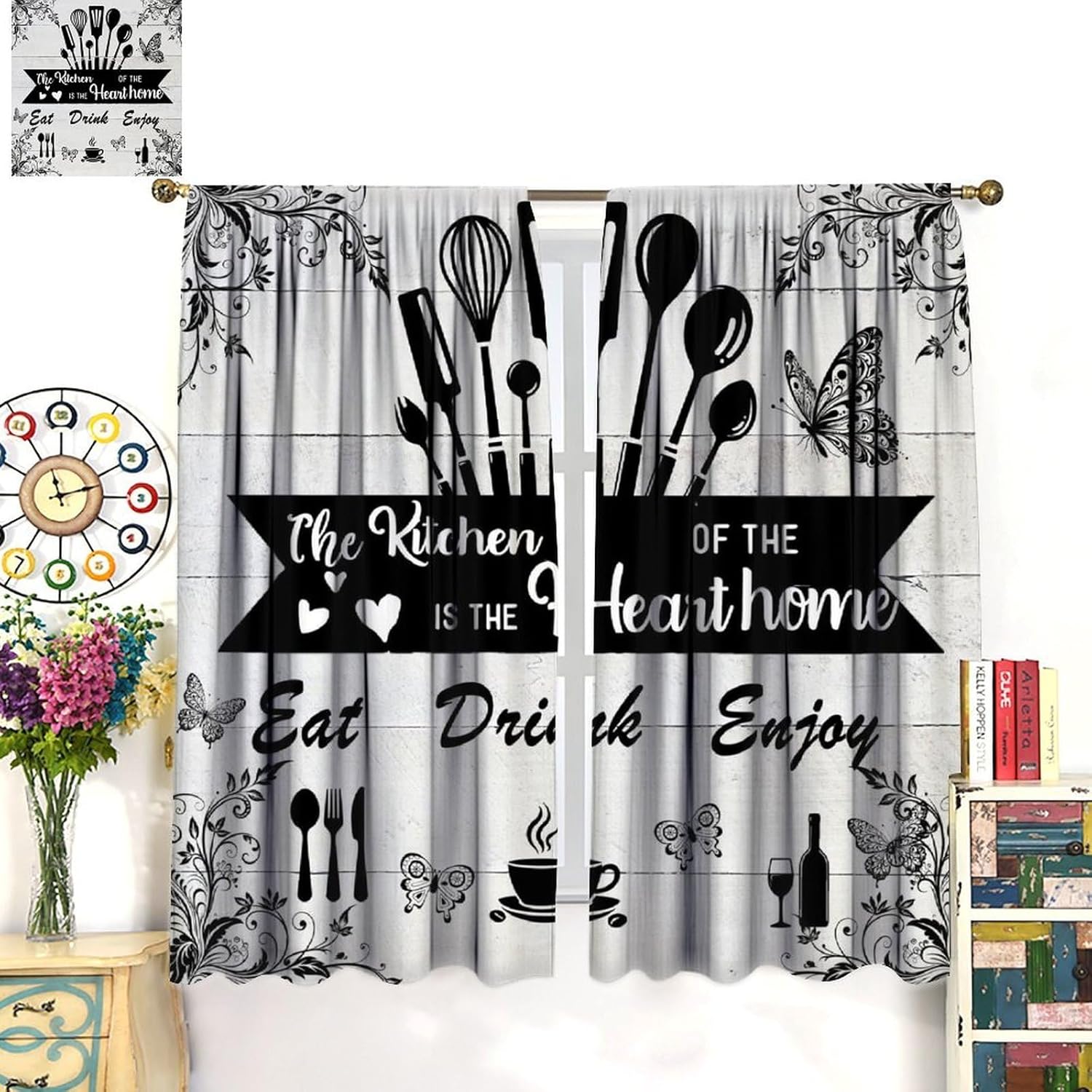 Farmhouse Rustic Curtains, Vin - Home Cooking In French ulasan dan harga